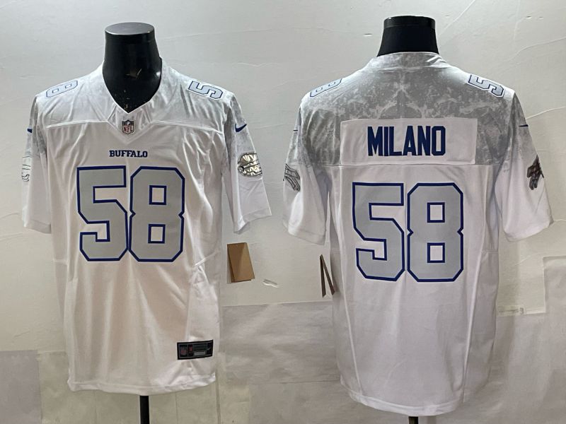 Men 2025 Buffalo Bills #58 Milano white 5th generation Throwback Nike Limited NFL Jersey style 002